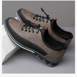 Mens Fashion Premium w/Elastic Laces Walking Comfort New Khaki/Black sz10